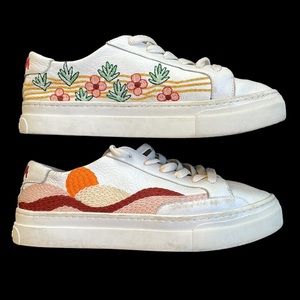 Soludos Hawaiian Woven Pattern Platform Sneakers White—Women’s Size 9